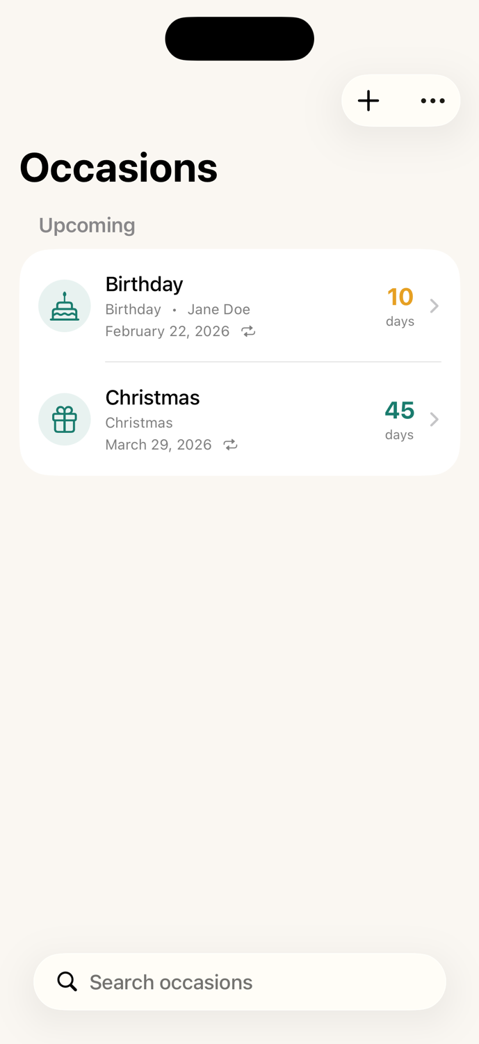 Never Miss an Occasion